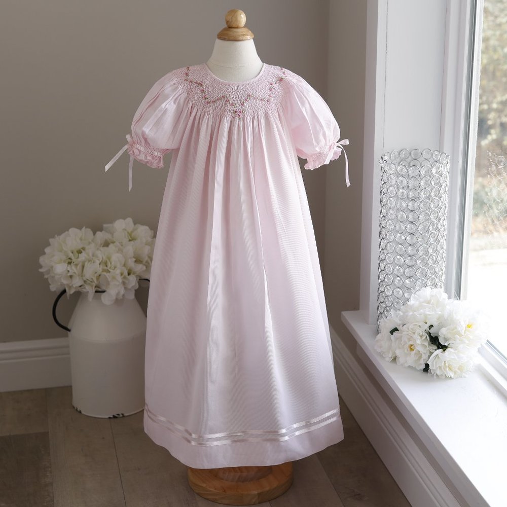 Pink Smocked Dress 100% Cotton Boutique Bishop Spring Portrait Size 5/6 PERFECT